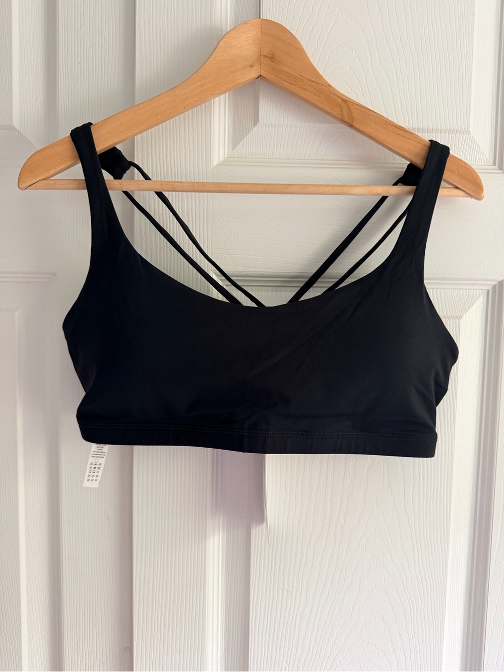 NWT CRZ YOGA Sports Bra XL Black Criss Cross Back Removable Pads